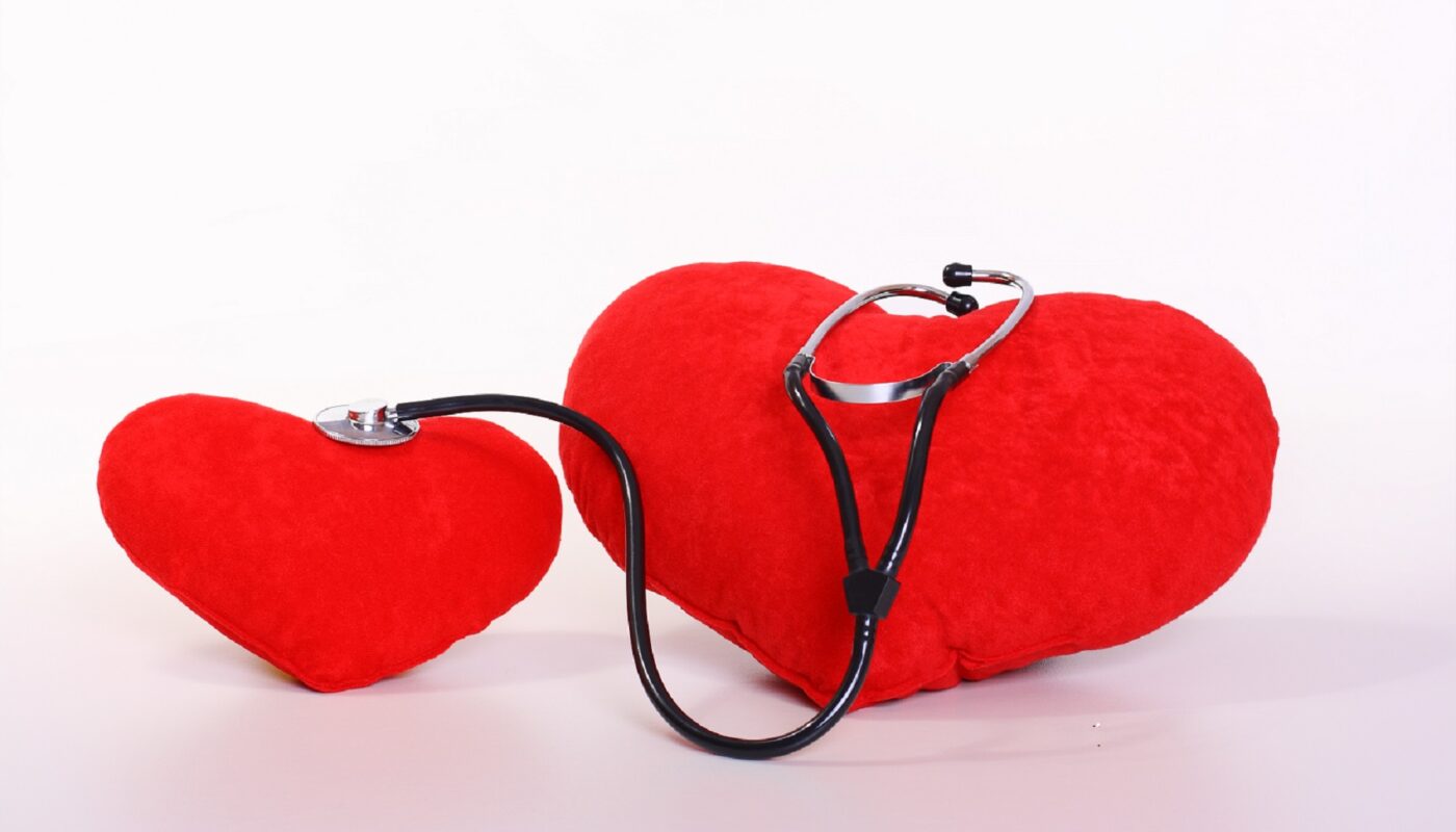 Heart shaped pillows with a stethoscope