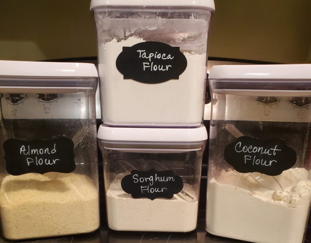 containers of keto-friendly flour substitutes